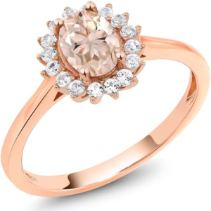10K Rose Gold Peach Morganite and White Created Sapphire Engagement Ring: Amazon