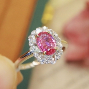 Unheated natural pink sapphire 18k white gold: Etsy
