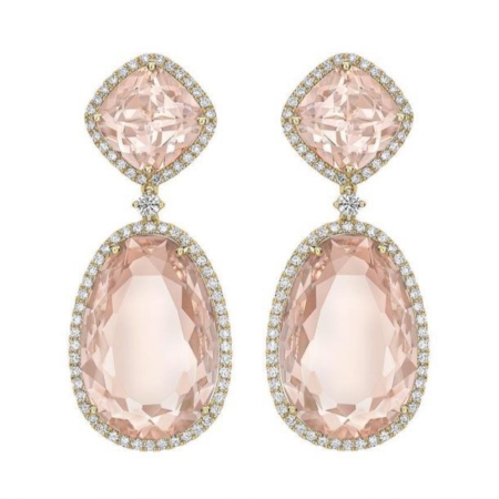 Kiki McDonough: Morganite Double Drop Earrings Kiki McDonough: Morganite Double Drop Earrings