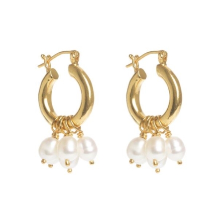 Freya Rose: Gold Mini Hoops with Detachable Pearls Freya Rose: Gold Mini Hoops with Detachable Pearls