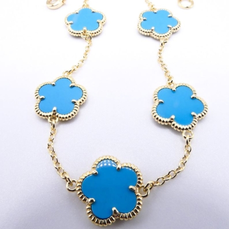 Inspired by the Van Cleef & Arpels, Gold and Turqouise Clover Bracelet