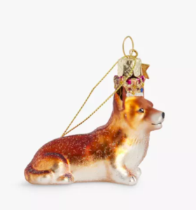 a dog shaped ornament with a crown on it. Christmas Decorations