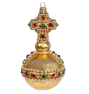 a gold ball with a cross on it